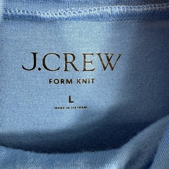 J. Crew Size Large Form Knit Puff-Sleeve Blue Turtleneck Top Double Layer - Picture 3 of 7